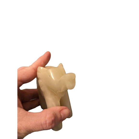 Vintage Marble Onyx Stone Hand Carved Elephant Banded 3" Tall By 4" Long - Picture 10 of 16